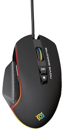 NOVA GAMING - TAURUS - Ratón Gamer con cable - Sensor óptico ultra preciso - DPI ajustable entre 1200 y 7200, RGB, 13 animaciones LED, 7 botones, bordes antideslizantes, cable trenzado resistente de