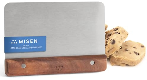 Misen Stainless Steel Bench Scraper - Versatile Food Scraper with Walnut Handle - Ideal for Kitchen, Pastry & Dough - Durable Cutting Board Scraper Tool - Effortless Transfer into Pots & Pans -Walnut