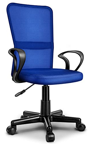 TRESKO Bürostuhl Schreibtischstuhl Drehstuhl, mit Armlehnen & Kunststoff-Leichtlaufrollen, stufenlos höhenverstellbar, gepolsterte Sitzfläche, ergonomische Passform, Lift SGS-geprüft