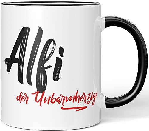 JUNIWORDS Tasse, Alfi, der Unbarmherzige, Schwarz (5204743)