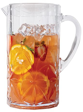 BELLAFORTE Shatterproof Tritan Plastic Water Pitcher with Lid, Myrtle Beach 88 oz Unbreakable Drinking Jug with Handle for Orange Juice, Iced Tea & Water - Dishwasher Safe - BPA Free - Clear