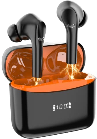 Mysic Cuffie Auricolari Bluetooth 5.3 con 4 HD Mic Stereo HiFi 42 Ore di Riproduzione Cuffie Wireless con Display LED Cuffie Wireless Bluetooth IP7 Impermeabili Cuffie Antirumore per iOS Android