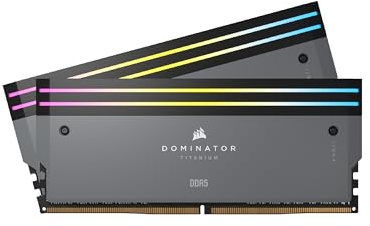 CORSAIR Dominator Titanium RGB DDR5 RAM 32Go (2x16Go) Jusqu'à 6000MHz CL30 AMD Expo Intel XMP 3.0 Mémoire pour Ordinateur de Bureau - Gris (CMP32GX5M2B6000Z30)