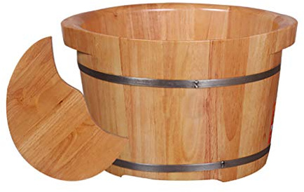 Barril de madera para pies Spa, barril de baño para pies de roble, pediluvio de madera maciza para adultos, cubo de madera para pies con tapa, barril para baño de pies, pediluvio, barril para pies
