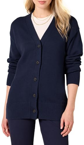 Amazon Essentials Jersey Tipo Cárdigan Holgado de Gramaje Medio Mujer, Azul Marino, M