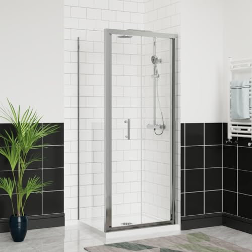 Aquariss 700x700mm Bifold Shower Enclosure Cubicles 6mm Self Clean Shower Door Folding Shower Screen with Side Panel Chrome