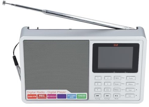 Radio Dab FM - Enregistreur D'horloge Numérique, écran LCD 2,4 Pouces, BT, USB, AUX, Batterie Rechargeable Portable pour Le Bureau à Domicile en Plein Air