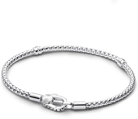 PANDORA Moments Nietenarmband mit Nietenverschluss aus Sterling-Silber, Kompatibel Moments Anhängern, Größe: 18 cm, 593680C01-18