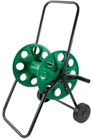 Crystals Garden Hose Reel Cart - Portable 60m Capacity, Empty Hose Pipe Storage Reel for 1/2 Hose, Durable & Lightweight with 2 Wheels for Easy Movement, Garden Watering & Outdoor Use, (Green)