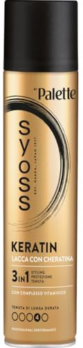 Syoss Palette Keratin Lacca con Cheratina 300 ml, Lacca cheratina capelli per chioma morbida e luminosa, Hairspray 3-in-1 styling, protezione, tenuta 4, Lacca capelli con complesso vitaminico