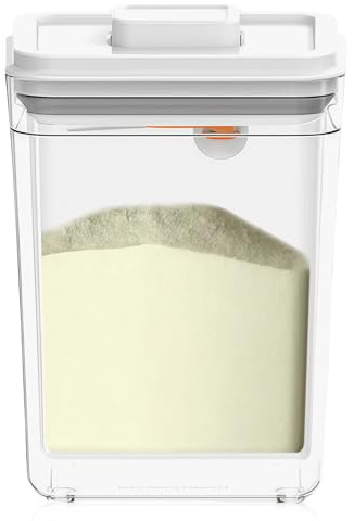 GOEDCH Dispensador de leche en polvo: Contenedor de almacenamiento de leche en polvo de 2300 ml con cuchara, caja de almacenamiento portátil hermética de leche en polvo, contenedor de polvo sellado