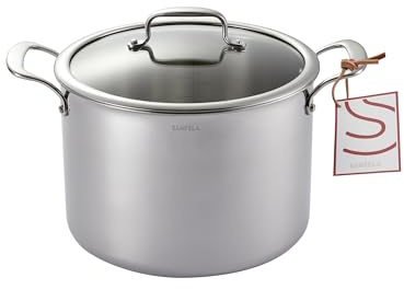 Pentola in acciaio inossidabile SANFELA da 8 litri/24 cm con coperchio in vetro, pentole in acciaio inossidabile a 5 strati, compatibile con l'induzione