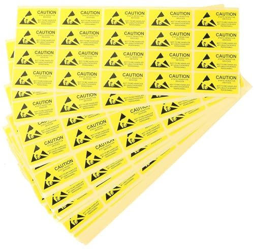 Homoyoyo Autocollants Antistatiques Esd 450 Pcs 55x25 Mm Jaune, Étiquettes D’avertissement Non Transférables pour Surfaces Planes, Résistants aux Intempéries, Adaptés Bureau, Atelier