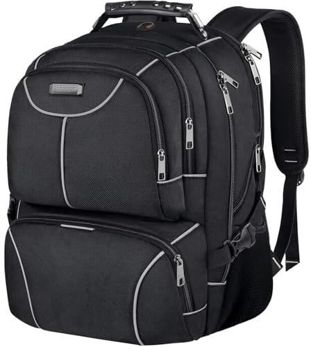 VECKUSON Sac à dos isotherme pour ordinateur portable de 17,3 - Très grand sac à dos de voyage pour ordinateur portable RFID - Avec port USB - Pour homme et femme