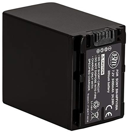 BM Premium NP-FV100A High Capacity Battery for Sony FDR-AX30 FDR-AX33 FDR-AX53 FDR-AX700 FDR-AX100 FDR-AX35 HXR-MC50 HXR-MC88 HX-RNX80 PXW-Z90V NEX-VG10 NEX-VG20 NEX-VG30 NEX-VG900 Camcorders