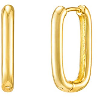 Brandlinger ® eckige Statement Ohrringe Silber 925. Creolen rechteckig. Schmuck Damen vergoldet mit 18 Karat (Silber und Gold) für Frauen und Mädchen. Größe der Hoops 20,3mm. (Gold)