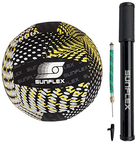 Sunflex Neopren Beach und Funball Splash Größe 5 in schwarz inklusive Ballpumpe| Volleyball weich und leicht für den Strand und das Wasser