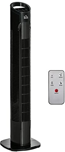 HOMCOM 31 Freestanding Tower Fan, 3 Speed 3 Mode, 7.5H Timer, Oscillating, LED Panel, Remote Control, 31 Inch Standing Fan, Black