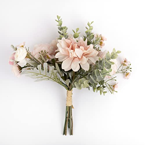 Jewlri Mazzi Fiori Artificiali Mazzo Fiori Finti Fiore di Seta Decorazioni Combinato per Matrimoni Composizione Floreale Casa Soggiorno Ufficio Giardino Patio Dahlia Rose