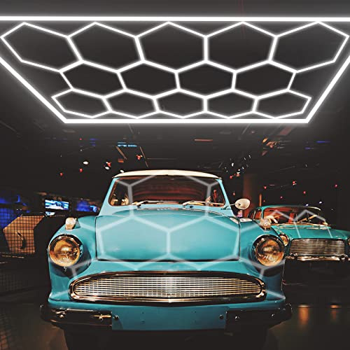LZHOME LED Hexagon Garage Light - Super Bright 900W 108000LM Car Detailing Shop Ceiling Lights Lighting System for Home Gym Workshop Basement Warehouse 45CM/Lamp Tube