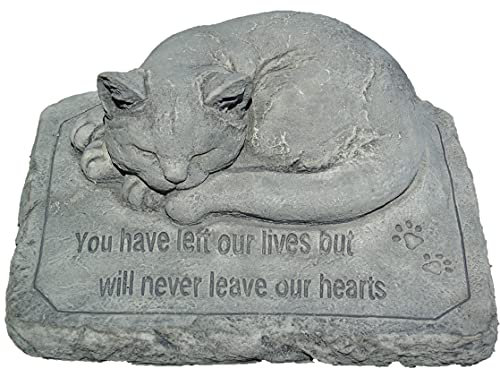 Cat Pet Memorial Small Hand Cast Solid Stone Concrete Garden Ornament 20x18x8 cms 2.4 kilos