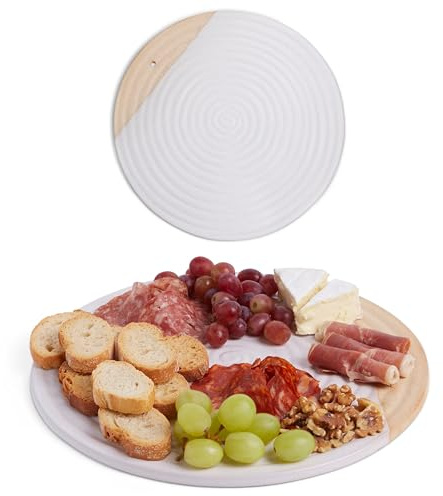 Amarcado Keramisk rund kolvbräda 30 cm – träkbrädor presentset – ostbräda set – kött- och ostbricka – ostbricka – ostskärbräda – serveringstallrikar, pizzasten för ugn och grill