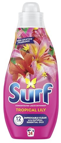 Surf Tropical Lily Laundry Washing with a joy-infused fragrance & natural essential oils lasting up to 12 hours in wear Liquid Detergent for brilliantly clean results 24 washes