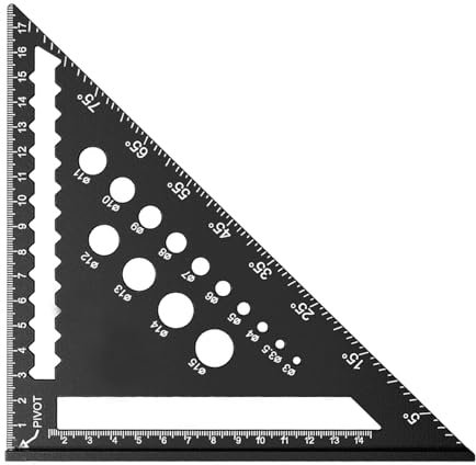 Aghoer Équerre Menuisier, 180 mm, Aluminium, 26 x 18,5 cm, Carrée, Construction Métallique, Pour Charpentier, Couvreur, Ingénieur