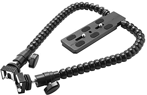 Bordhap New Flexible Dual Arm Hot Shoe Flash Bracket Mount Holder for Macro Shot Camera Accessories