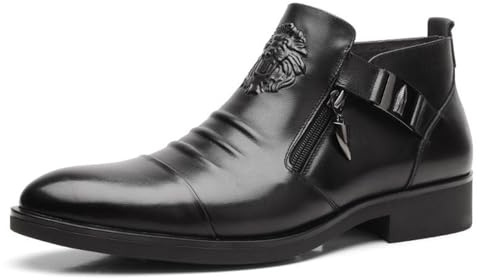 LMUIPMAA Botines Chelsea Botines Cuero Chukka Formal Botas Lado Cremallera Plain Toe Negocios Casual Botas Cortas De Los Hombres,Negro,41 EU