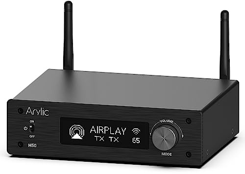 Arylic H50 Hi-Fi 50W2 Amplificateur audio WiFi avec Bluetooth aptX HD, HDMI ARC, AirPlay 2 et Spotify Streaming pour musique maison sans fil Support pour transmission et réception de musique