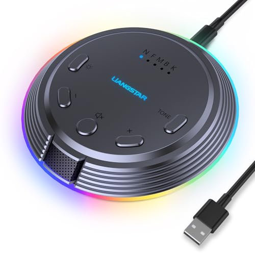 LIANGSTAR Gaming USB Microphone with 5 Voice Changes, Mute Button, Desktop Podcast Mic, Volume Control, RGB Condenser Computer Microphone for PC Gamer, YouTube, Streaming, Conference, Class