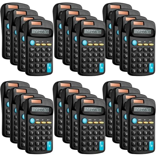 24-pack fickstorlek mini svart miniräknare grundläggande miniräknare för handhållna vinklade studenter 8-siffriga display solbatteri dubbel effekt liten miniräknare för studenter barn hem kontor