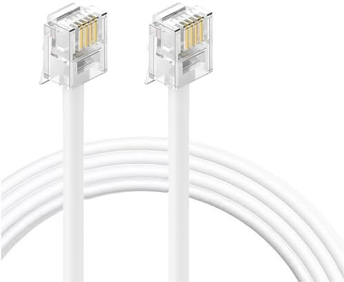 HAWAKA Cavo telefonico RJ11,lTelefonico RJ11 Modulare 6P4C Cavo Occidentale Connettore Piatto Presa Telefonica Modem Router Fax ISDN DSL VDSL Internet Nero