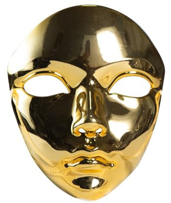 CHICTRY Mechanical Full Face Mask Metallic Shiny Mask Cyborg Punk Masks for Masquerade Party Gold One Size