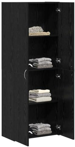 vidaXL Kantoorkast Zwart Eiken 60 x 32 x 152,5 cm Bewerkt hout