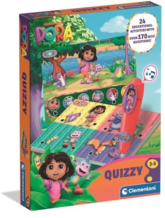 Clementoni - Quizzy Dora l'Exploratrice dès 3 Ans - Jeu Éducatif Interactif pour Enfants - Apprentissage Ludique avec Cartes Illustrées - Idée Cadeau Éveil et Langage