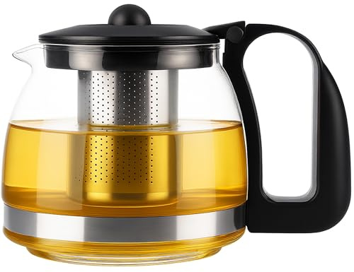 Lovegrace Teekanne Glas mit Siebeinsatz 1250ml – Hitzebeständig & Spülmaschinenfest, Edelstahl Filter, Teekanne mit Sieb Glas, Glaskanne Tee, Tea Pot, Teekessel für losen Tee & Kaffee, durchsichtig