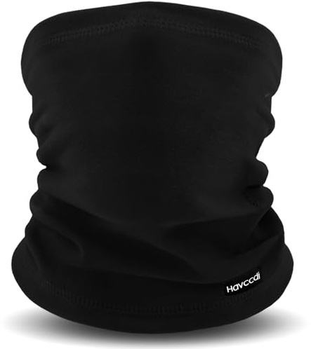 Havccdi Kids Winter Neck Warmer, Fleece Neck Gaiter Ski Mask for Boys Girls Windproof Face Covering Scarf for Cold Weather (Black)