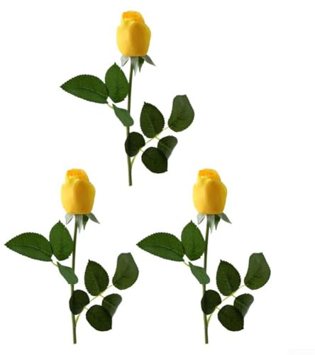 Künstlicher Rosenstrauß aus Seide und PVC für realistisches Aussehen und praktische, langlebige Innendekoration (gelb)