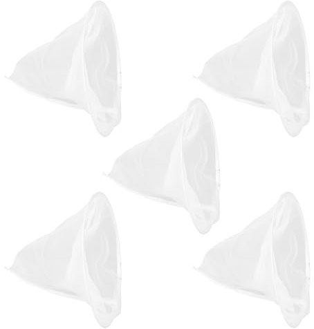 Hoement Bolsa de Filtro de Miel de Nailon de Doble Capa Reutilizable, Malla Fina Ultrafina, Colador Cónico 35x35x30 Cm para Extracción y Embotellado de Miel, 5 Unidades, Apto para Cubos