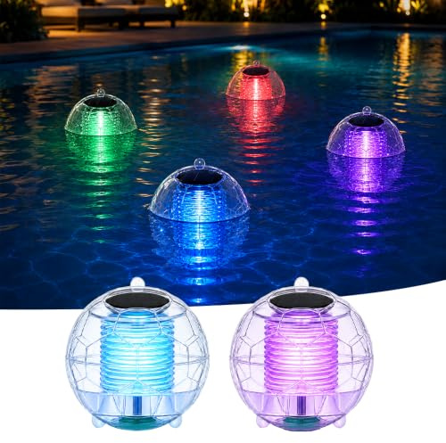 Solar Schwimmkugel, 2 Stück Solar Schwimmende Poolbeleuchtung mit 7 Farbwechsel, IP65 Wasserdichte Schwimmende Solarleuchten, Solars Pool Licht für Schwimmbad, Pool, Teich, Brunnen, Party, Lawn