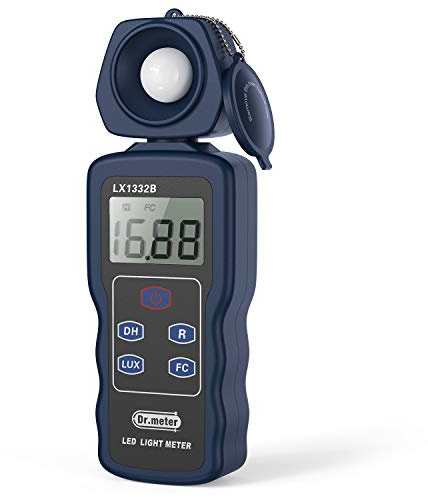 Dr.meter Professional LED Light Meter, Digital Illuminance Meter with 0-200,000 Measuring Ranges and 270 Degree Rotatable Detector