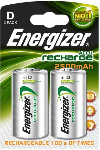 Energizer® Lote de 2 acumuladores de níquel-metal hidruro mono, D, HR20, 1,2 V, 2500 mAh (2 unidades)
