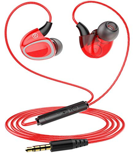 kashyk - Cuffie intrauricolari Bluetooth con Microfono, 3,5 mm, per attività Sportive, Ufficio, Guida, Bluetooth, ABS+PC, Rot, Taglia Unica