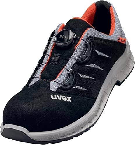 UVEX Scarpa Bassa Con, Chaussure Basse 2 Trend S1 P SRC avec BOA Fit System W11 Mixte Adulte, Grigio, Arancione, Nero, 42 EU