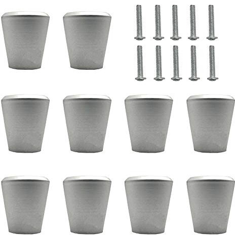 Ziyero 10 Stk Konisch Schrankknöpfe Möbelgriff Silber Kegel Runder Solide Möbelknöpfe Mode dauerhaft, für Kleiderschrank Tür, Schranktüren Dekorative, Schlafzimmer, Bad, Küche, Wohnzimmer—Silber