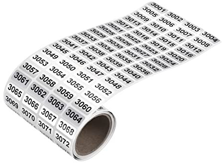 sourcing map 3001 bis 4000 Fortlaufende Nummern Aufkleber Inventaretikett Schwarz Zahlen für Nummerierung im Bürolager Klassifikation