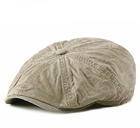 tcax Schiebermütze Herren Plus Size Cap Hat Men Man Washed Newsboy Caps Cotton Solid Berets Caps Cabbie Cap Vintage Hat for Big Head,Khaki,59-60Cm