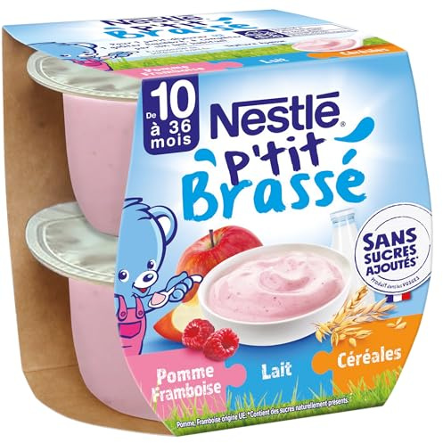 NESTLÉ BÉBÉ - P'TIT BRASSÉ LAIT FRUITS CÉRÉALES POMME FRAMBOISE DES 6 MOIS 2X115G